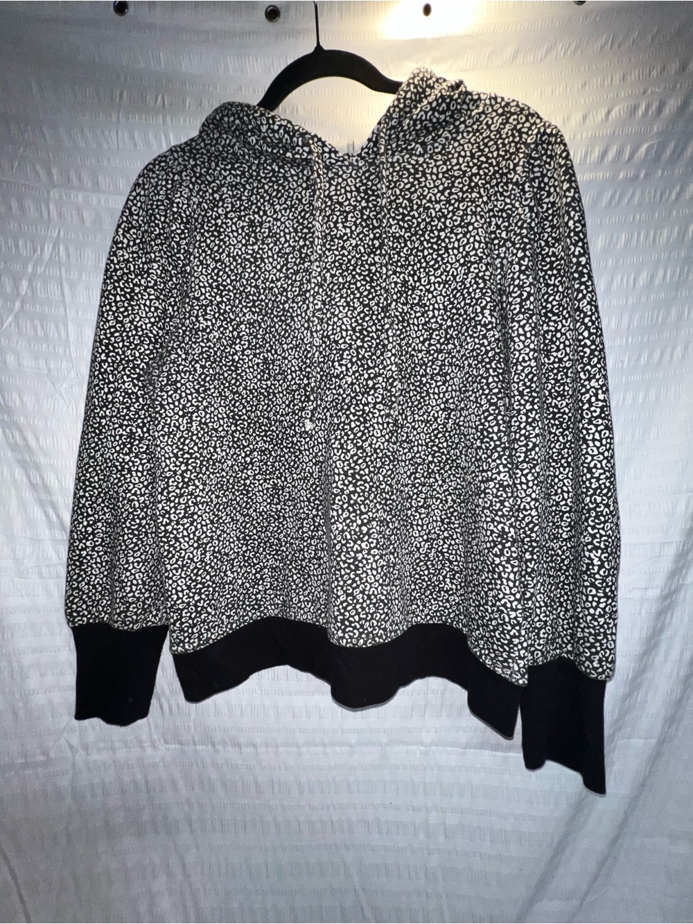 Nine West Black & White Leopard-Print Hooded Sweatshirt